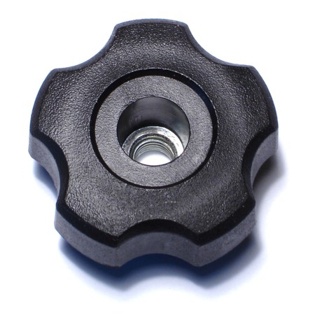 MIDWEST FASTENER 8mm-1.25 x 45mm Black Plastic Coarse Thread Fluted Thru-Hole Knobs 4PK 78182